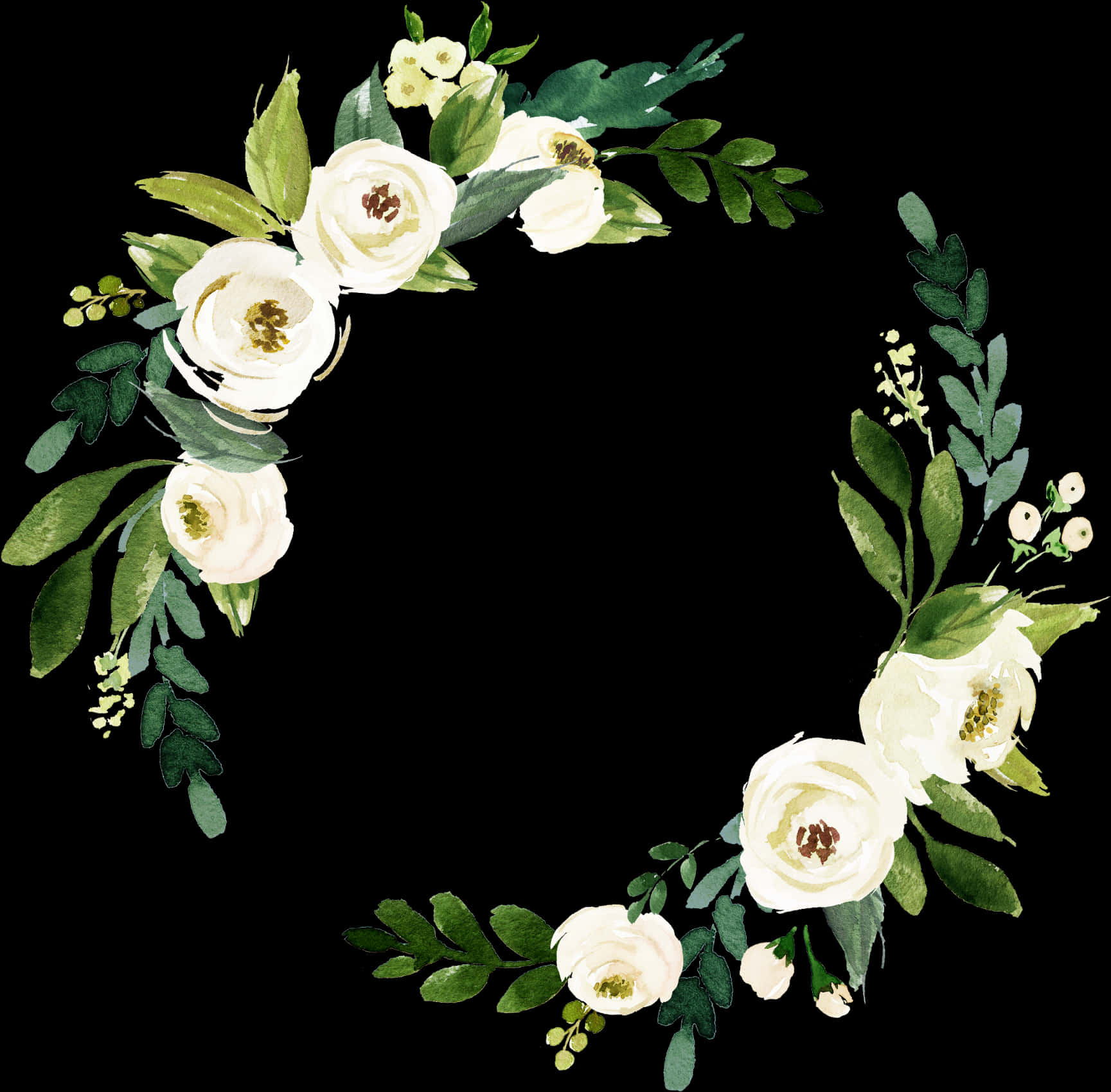 White_ Floral_ Wreath_ Artwork PNG