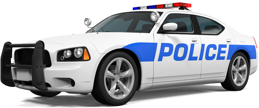 Whiteand Blue Police Car PNG