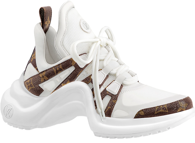 Whiteand Brown Sporty Sneaker.png PNG