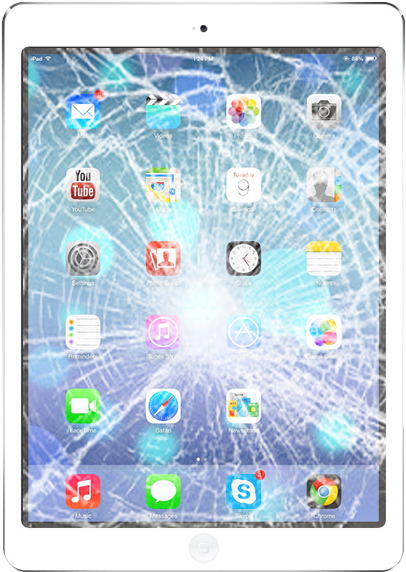 Whitei Pad With Cracked Screen PNG