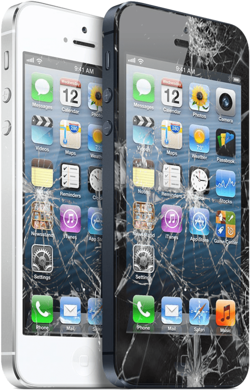 Whitei Phone Before After Screen Damage PNG