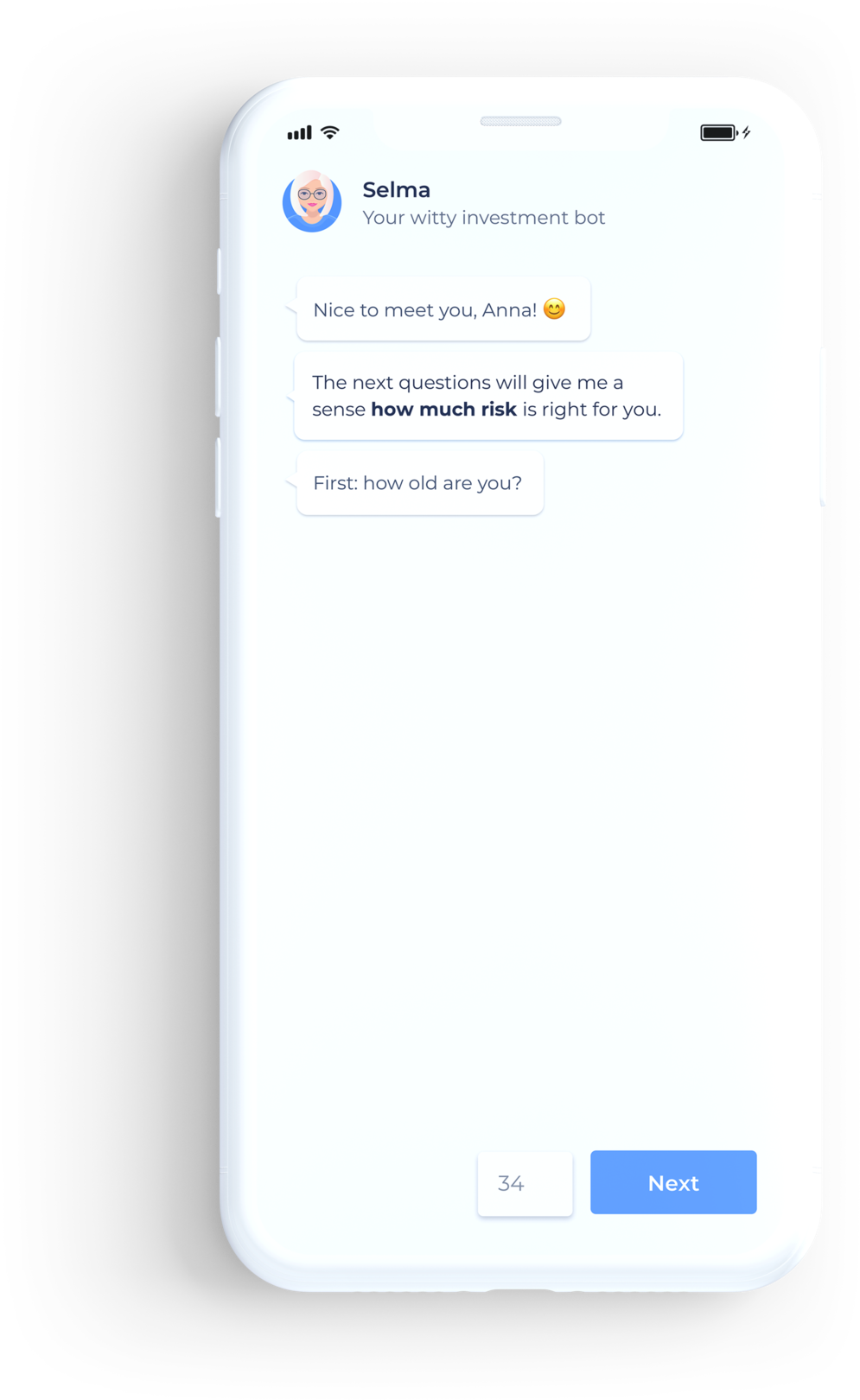 Whitei Phone Chatbot Interface PNG