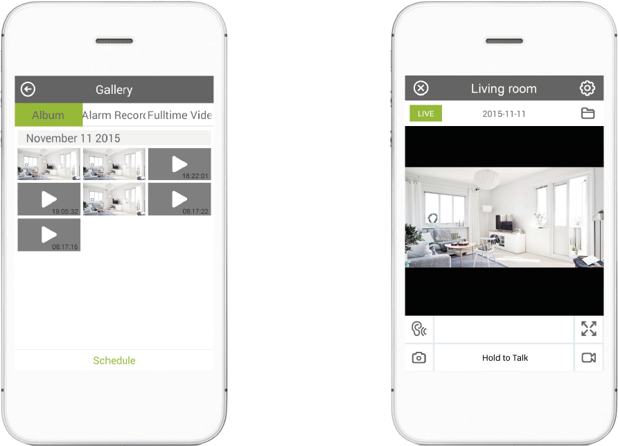 Whitei Phone Security Camera App Screens PNG