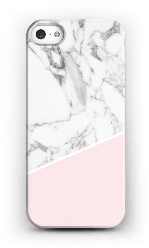 Whitei Phonewith Marbleand Pink Case PNG