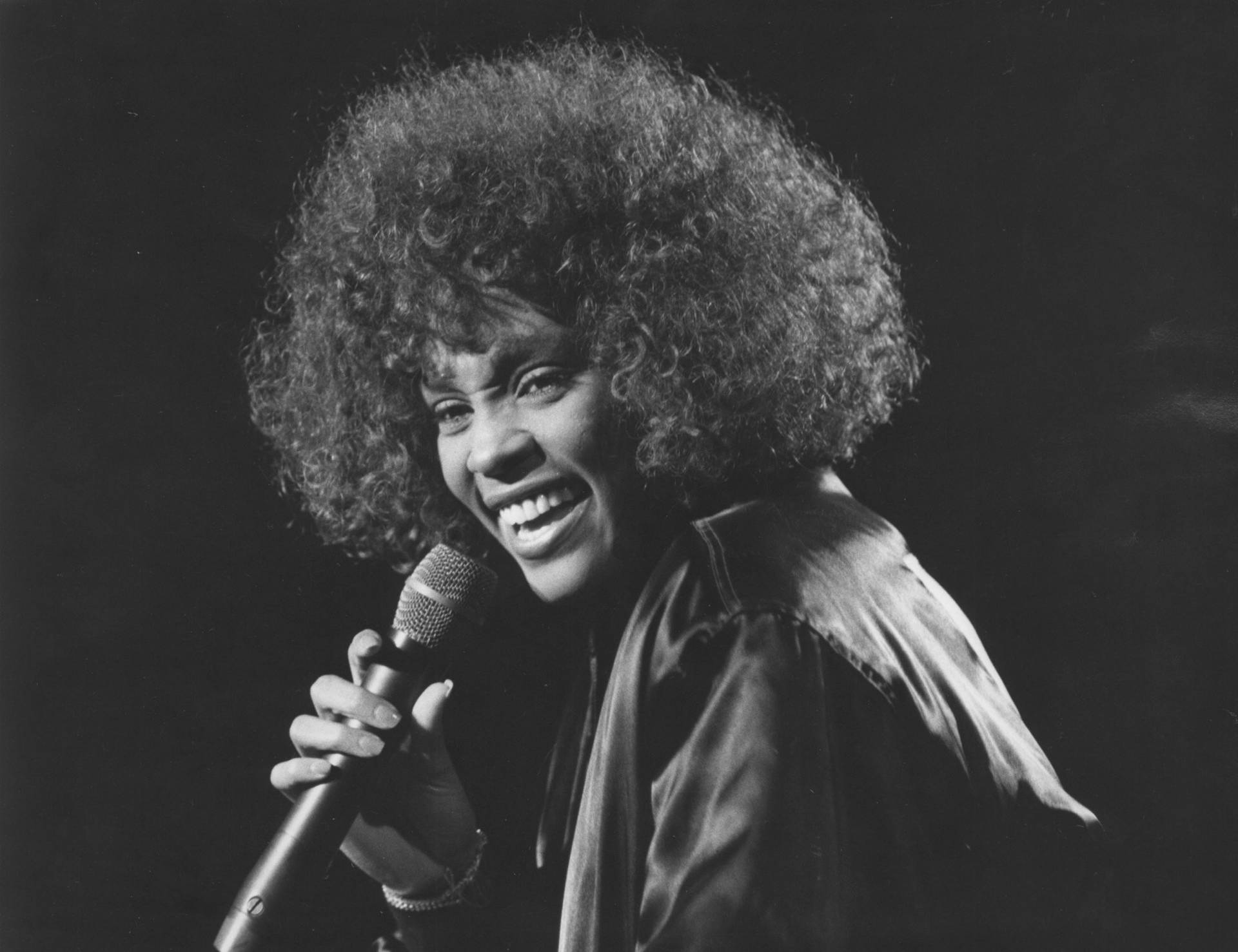 Whitney Houston Afro Hair Laughing Background