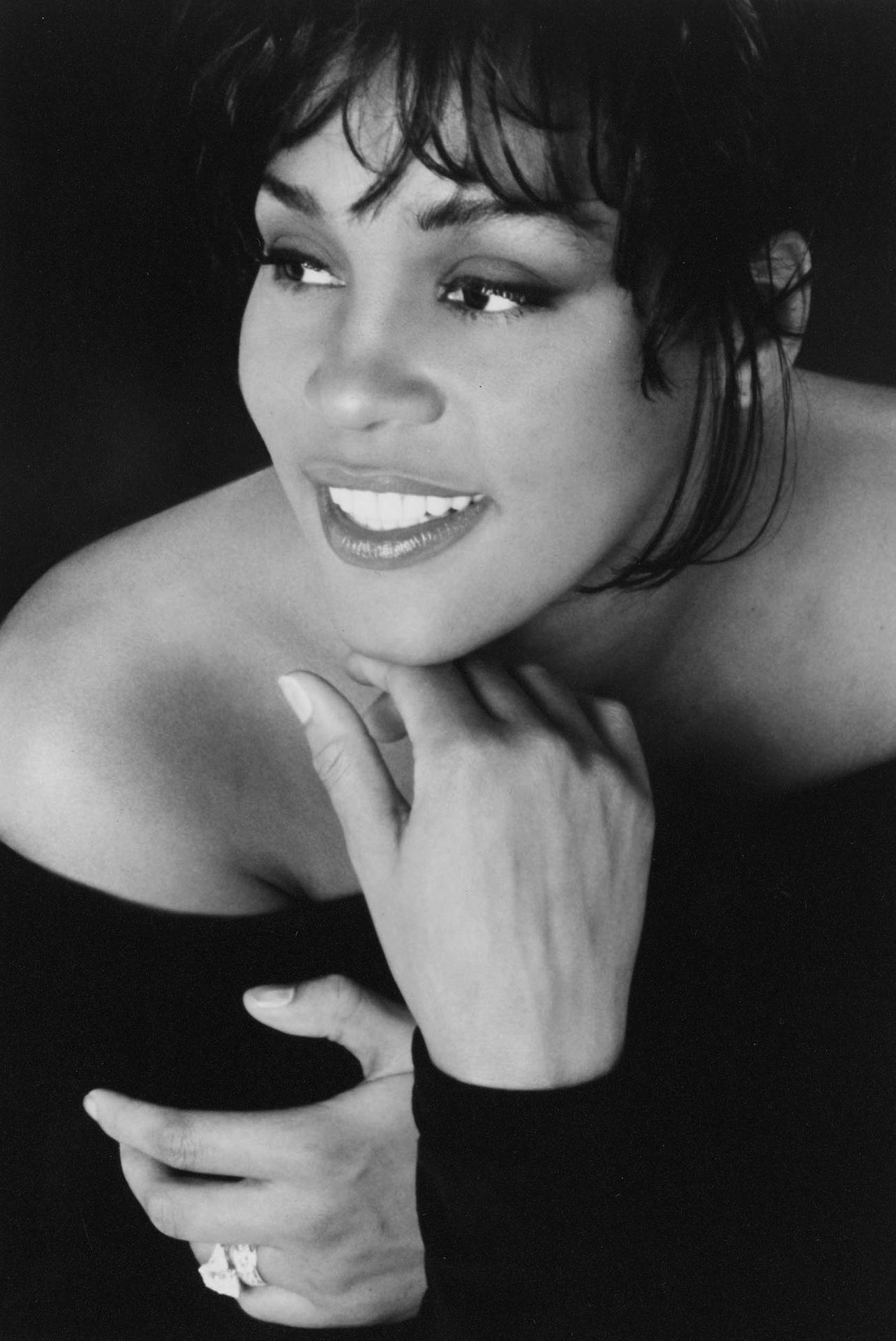 Whitney Houston Grayscale Background