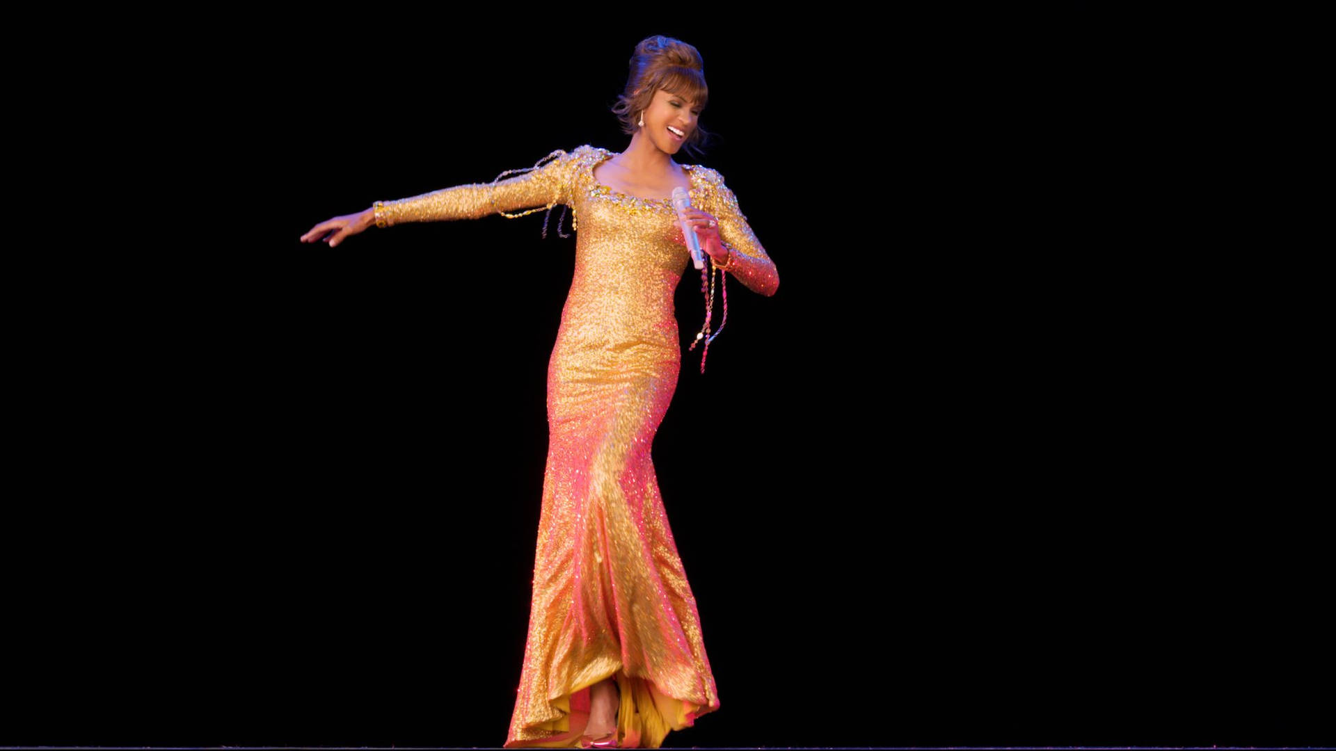 Whitney Houston In Gold Dress