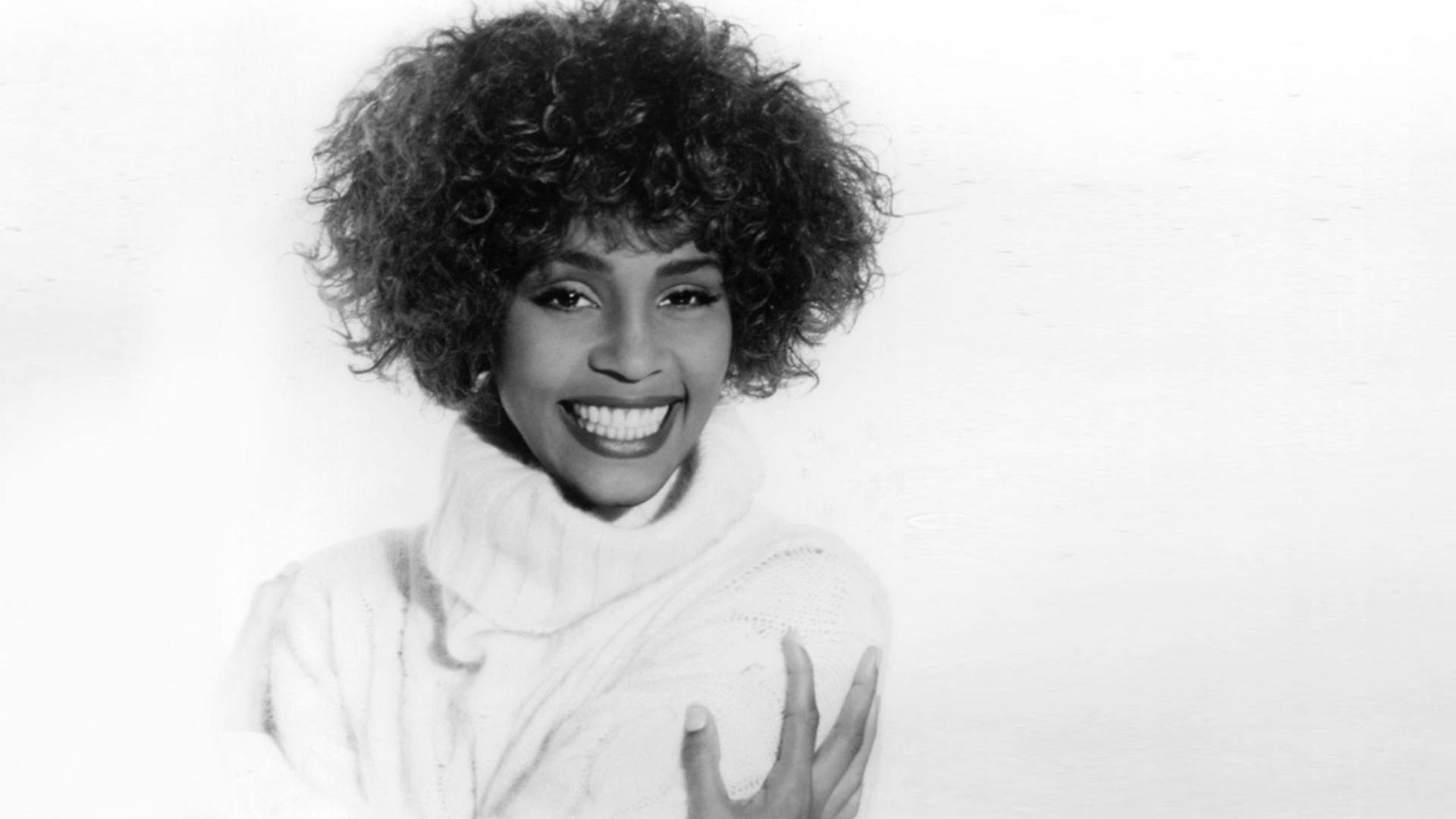 Whitney Houston Vestita Di Bianco Sfondo