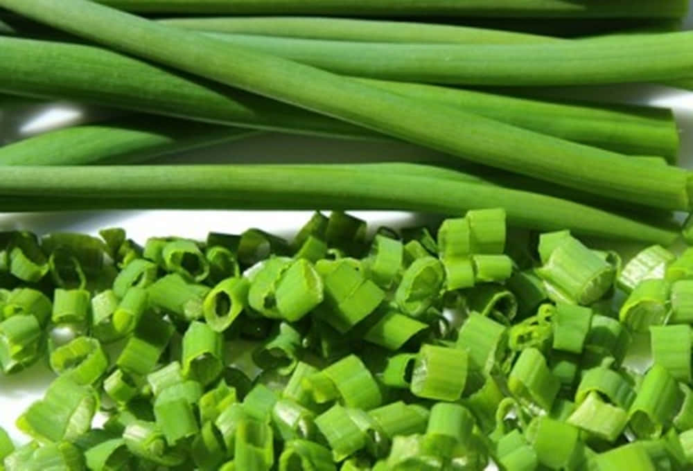 Whole And Chopped Green Chives Wallpaper