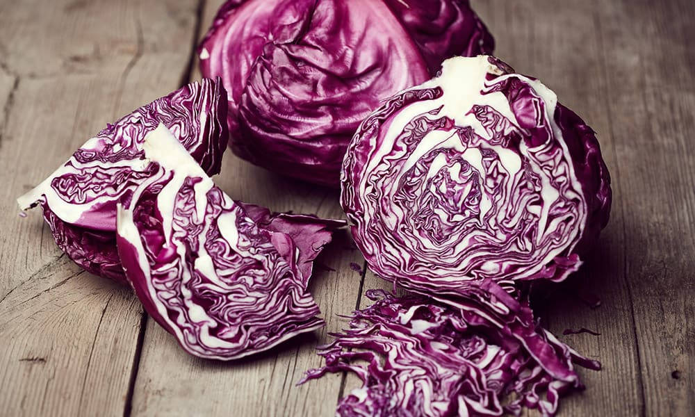 Whole And Sliced Raw Red Cabbage Vegetables Wallpaper