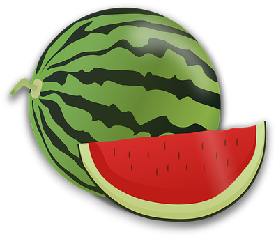 Whole Watermelonand Slice Graphic PNG