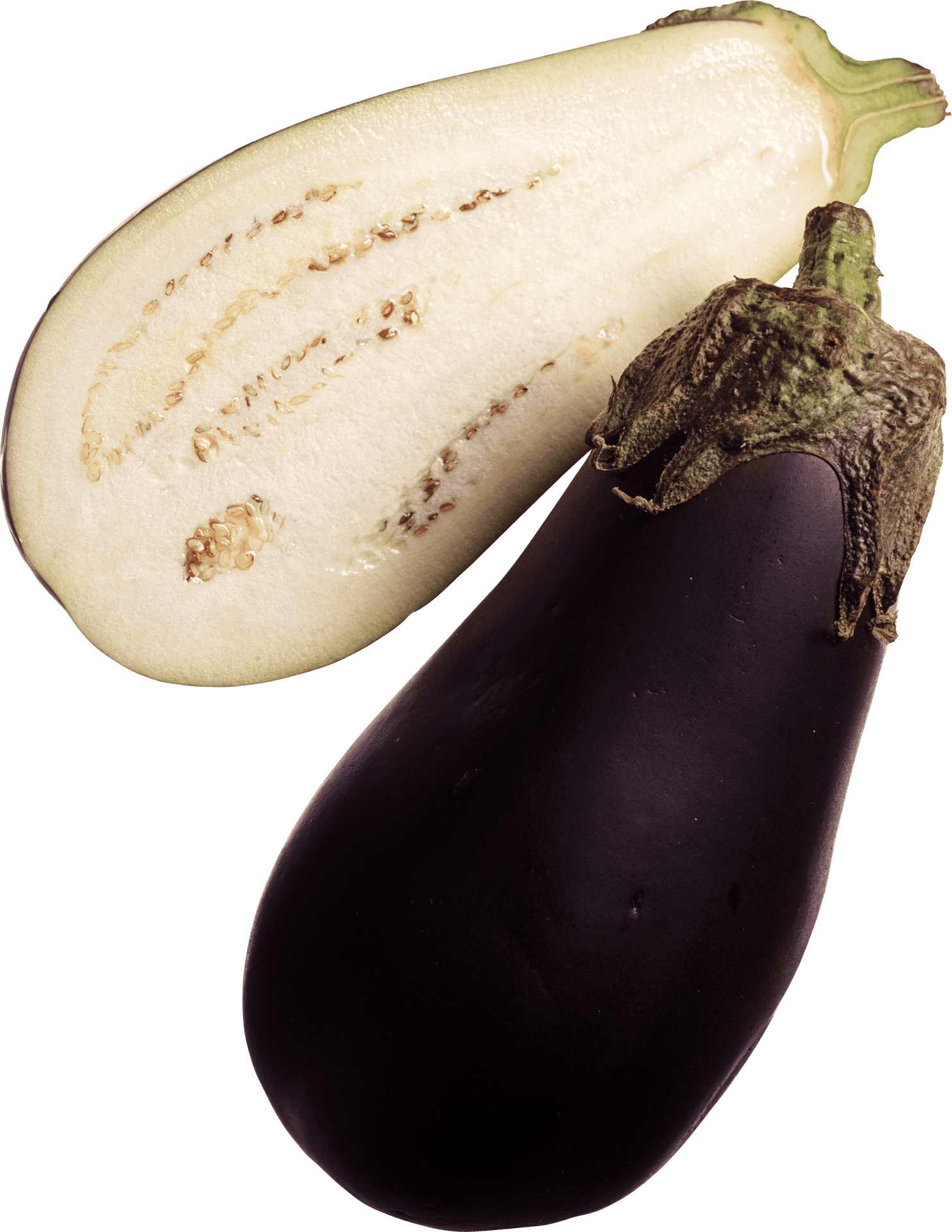 Wholeand Halved Eggplant PNG