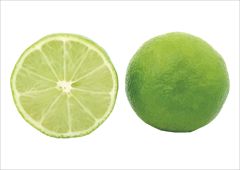 Wholeand Halved Lime PNG