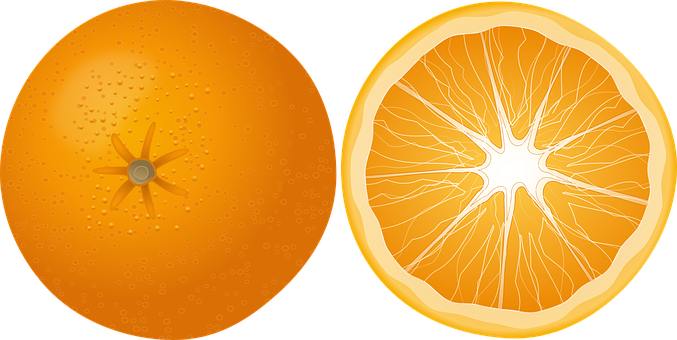 Wholeand Sliced Orange Illustration PNG