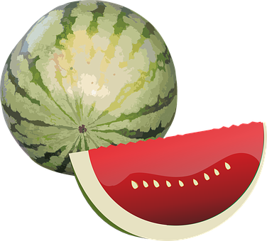 Wholeand Sliced Watermelon Illustration PNG