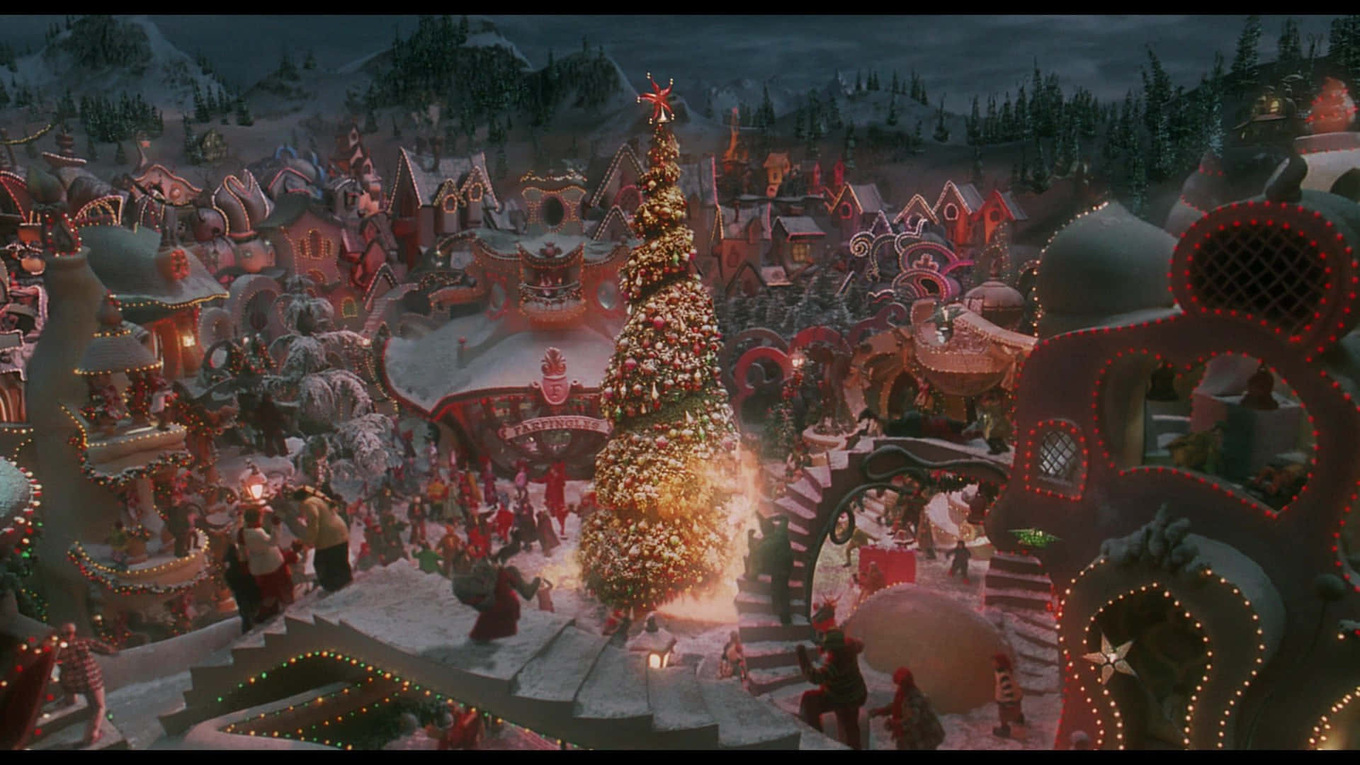Step into the magical town of Whoville Wallpaper