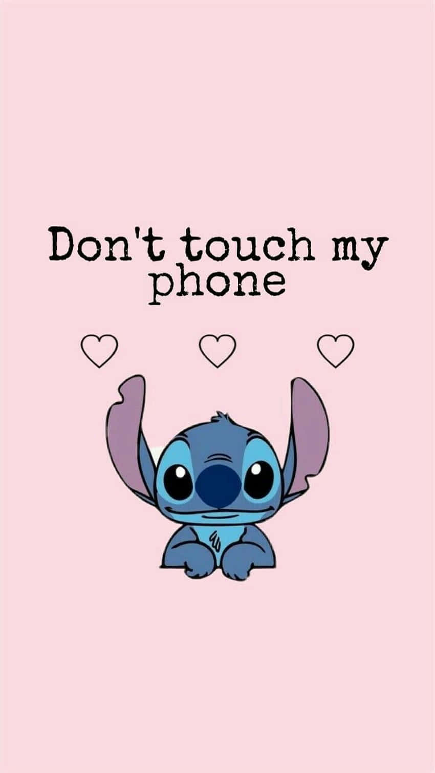 A Stitch - Emoji With The Words Don't Touch My Phone Wallpaper