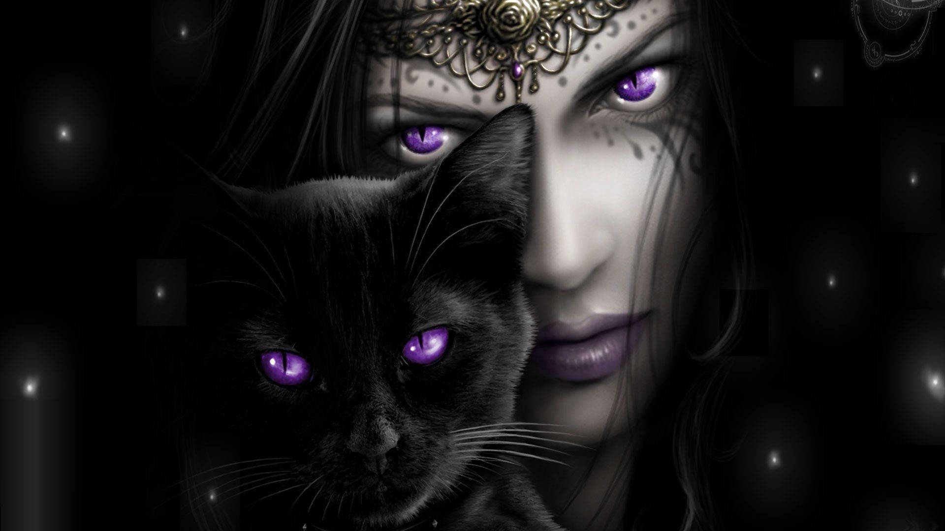 Wiccan Deity With Cat Wallpaper