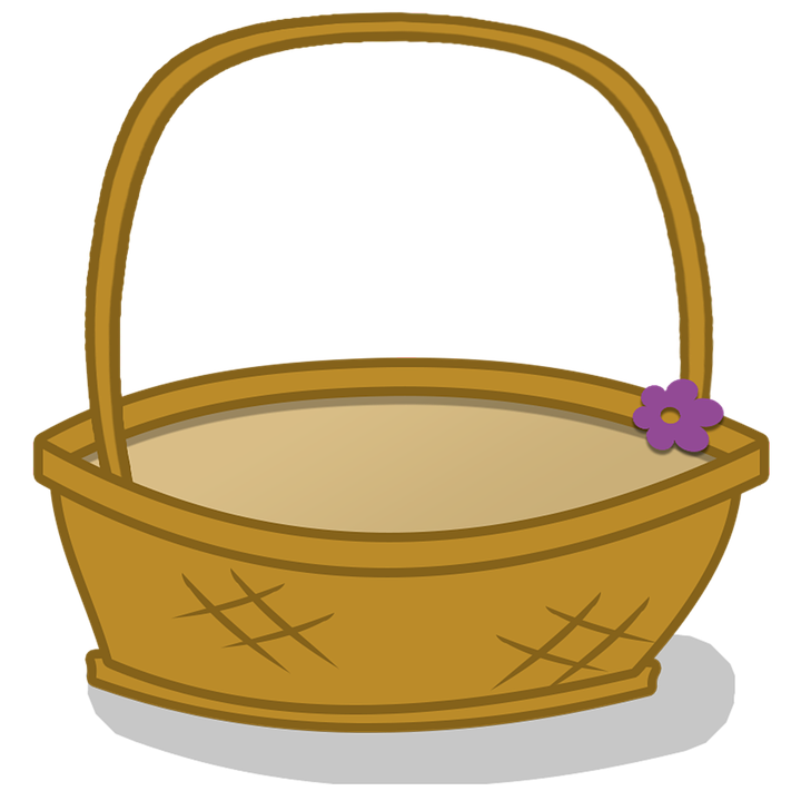Wicker Basket With Flower Decoration PNG