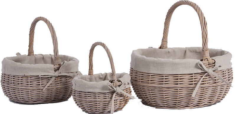 Wicker Basketswith Linen Liners PNG