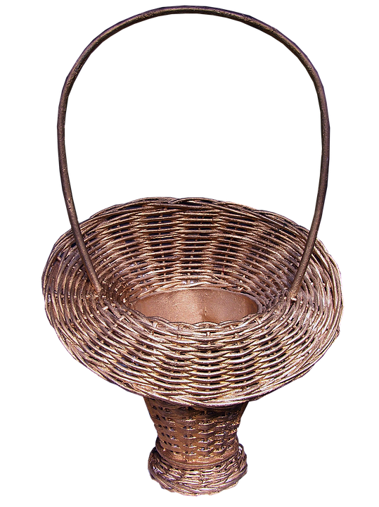Wicker Flower Basket Design PNG