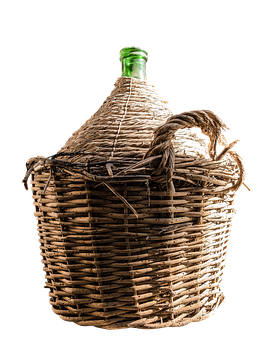 Wicker Wrapped Bottlein Basket PNG