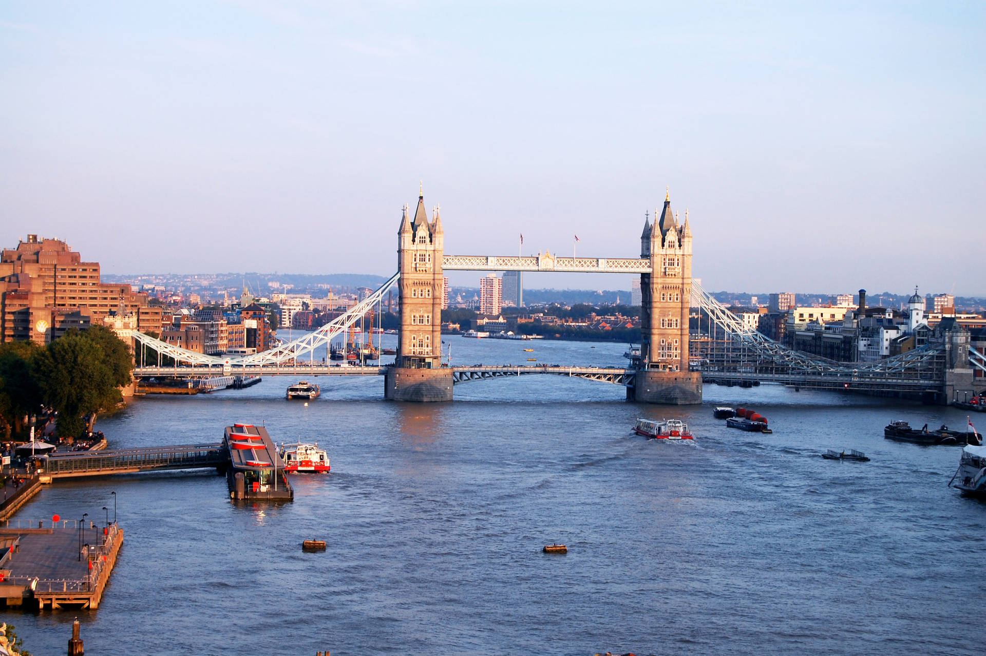 Wide-angle Tower Bridge London