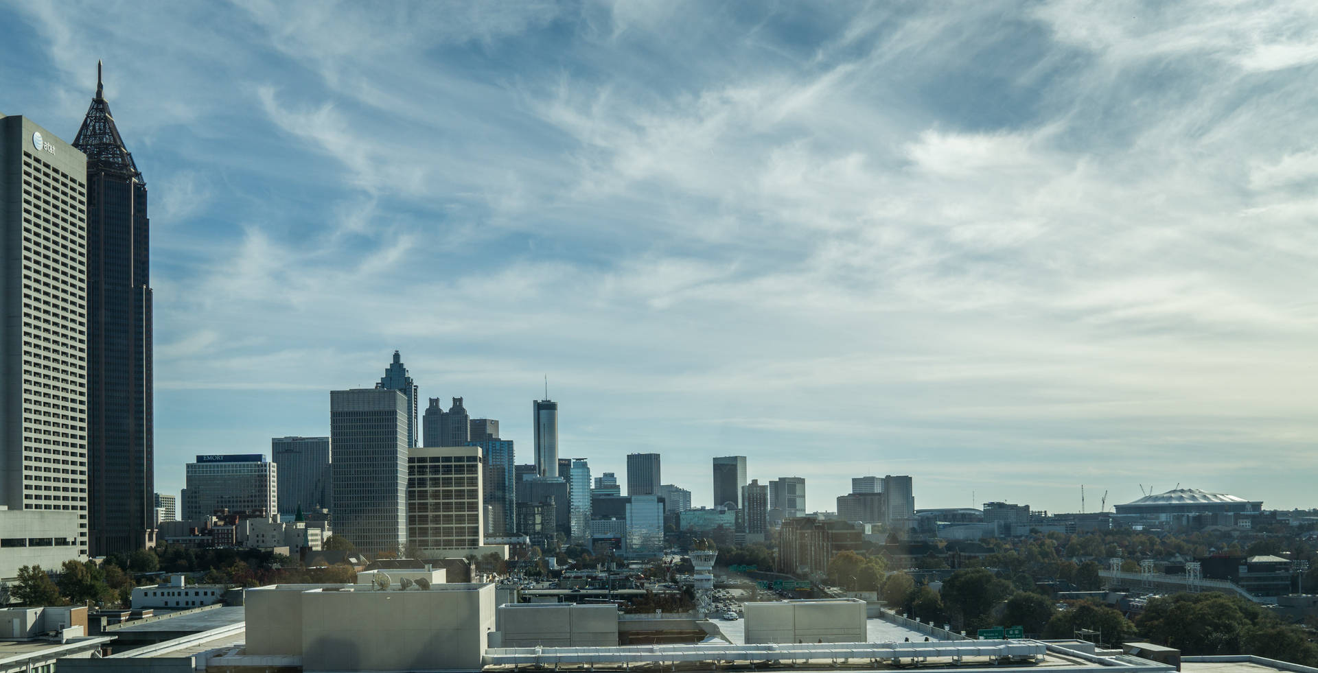 Wide Atlanta Skyline View Background