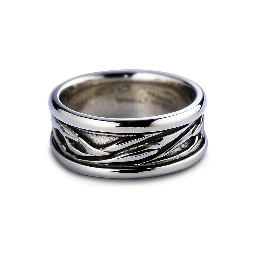 Wide Band Silver Rings Png 06122024 PNG