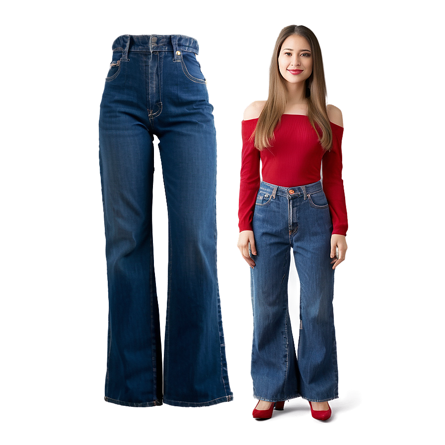 Wide Leg Blue Jeans Png 5 PNG