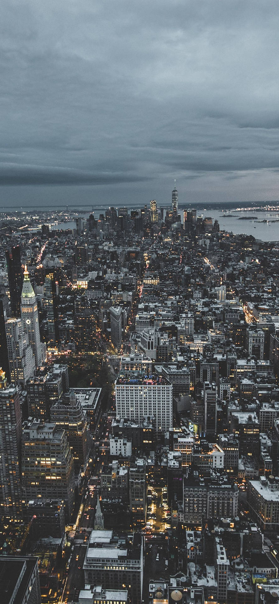 Wide View Of New York Skyline Iphone Wallpaper
