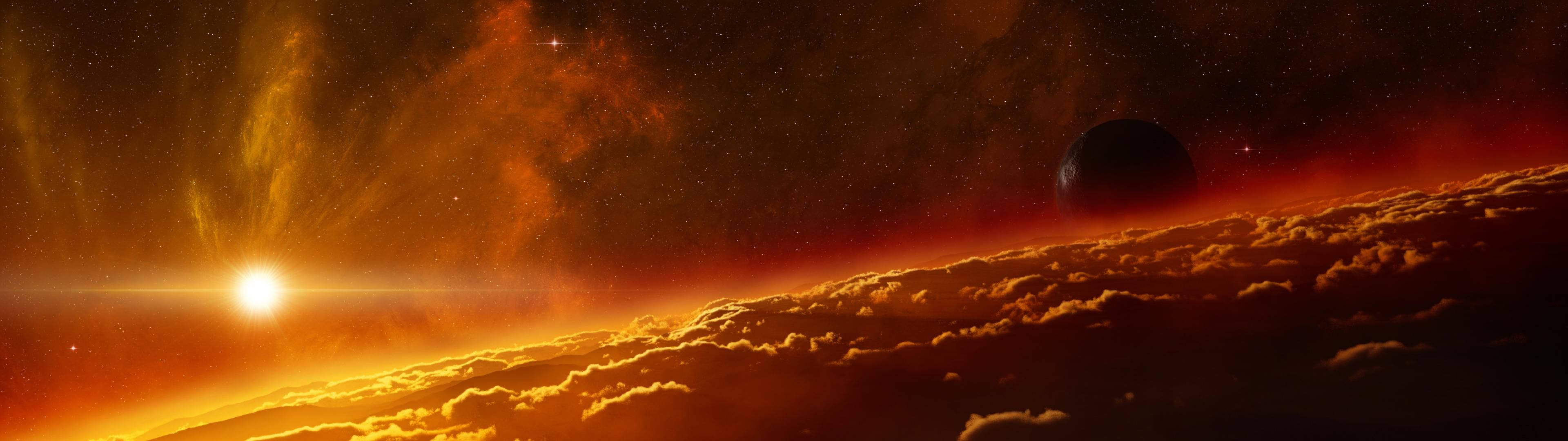 Breitbildbrennende Sonne Im Weltraum Wallpaper