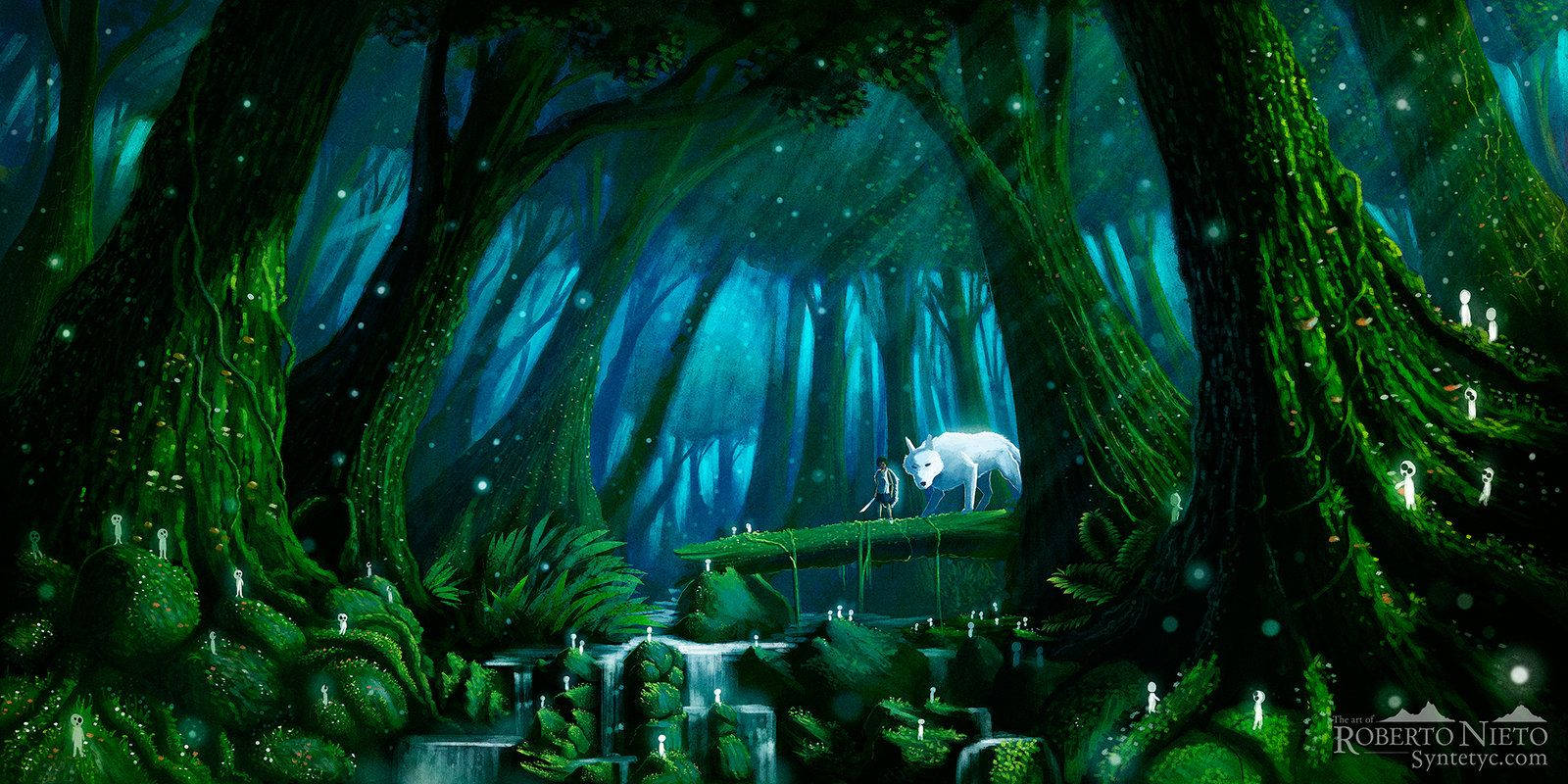 “The spirit of the forest, Princess Mononoke.” Wallpaper