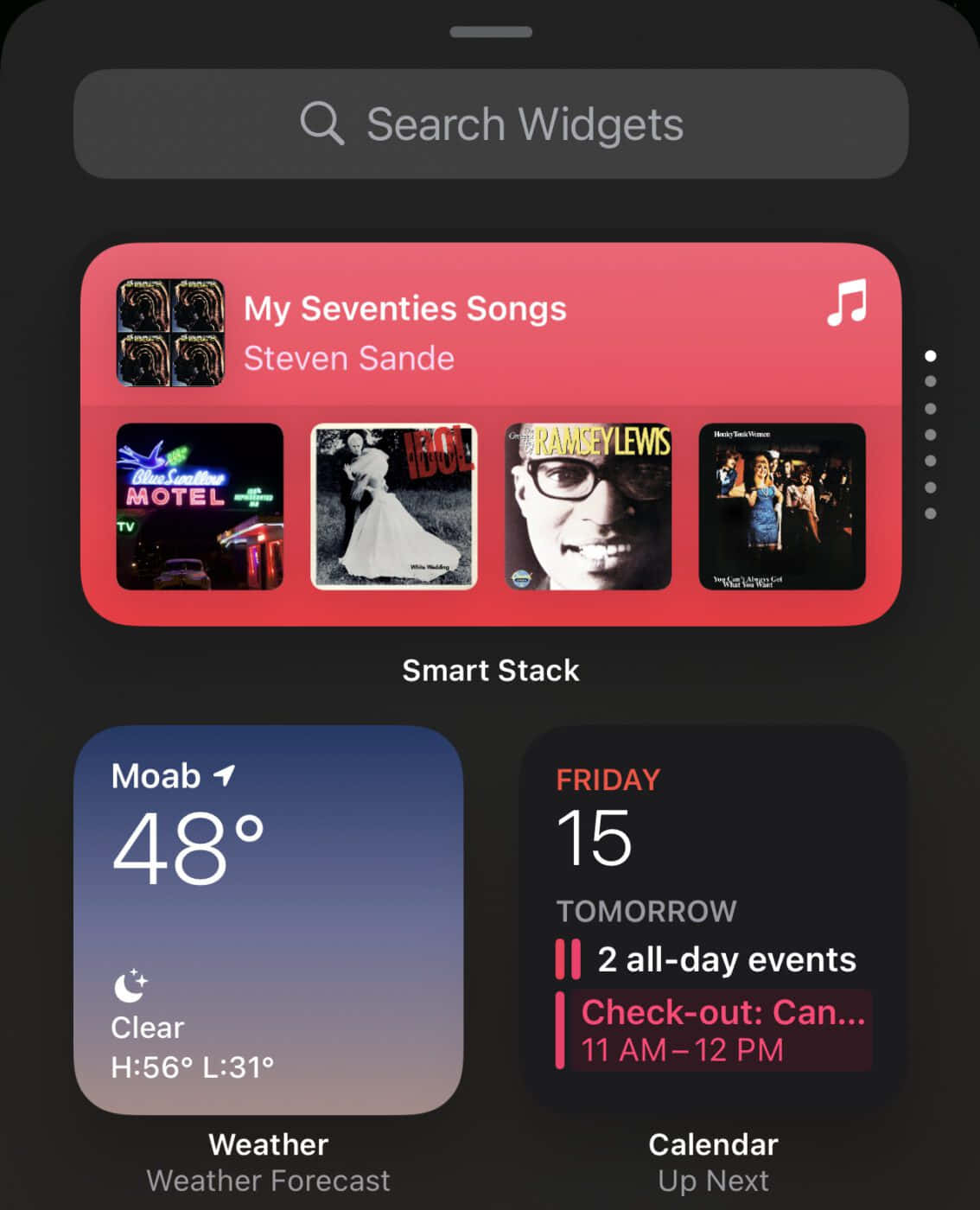 apple music app - search widgets