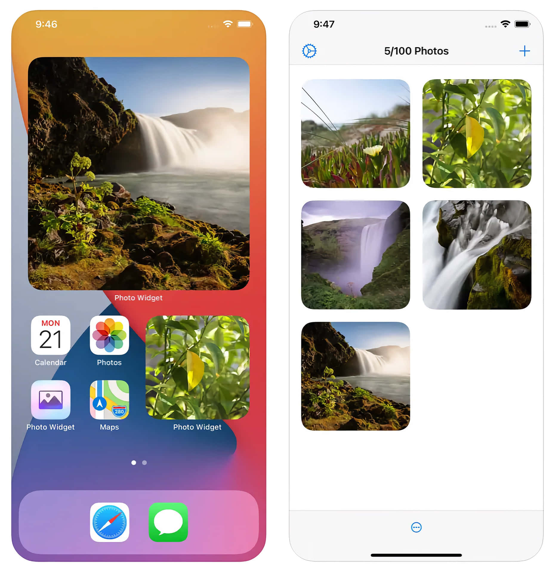 a picture of a waterfall and a waterfall on an iphone