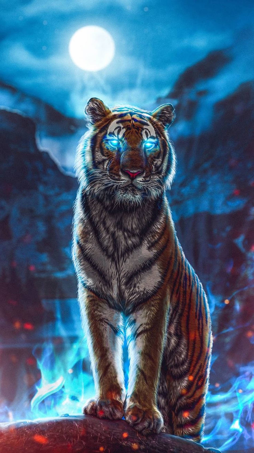 Majestic Cyan Blue Tiger in the Wilderness Wallpaper