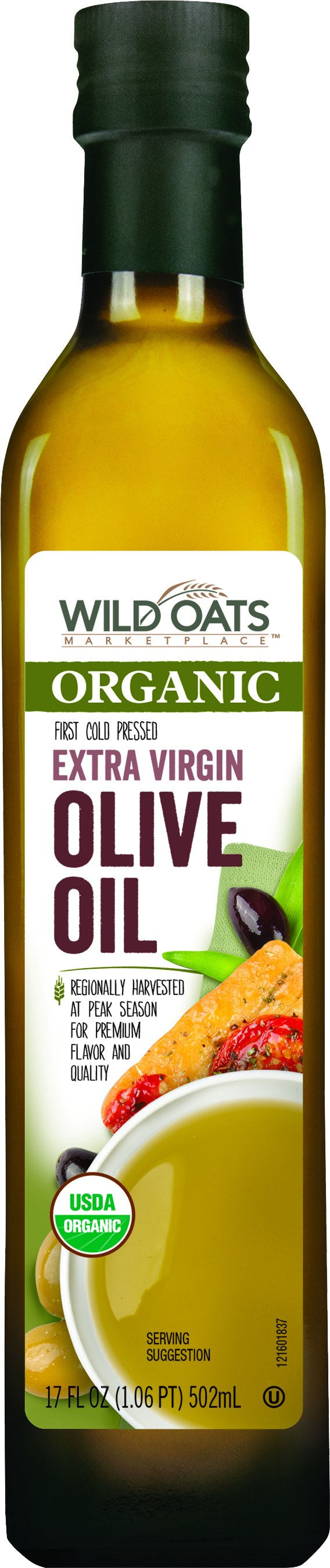 Wild Oats Organic Extra Virgin Olive Oil Bottle PNG