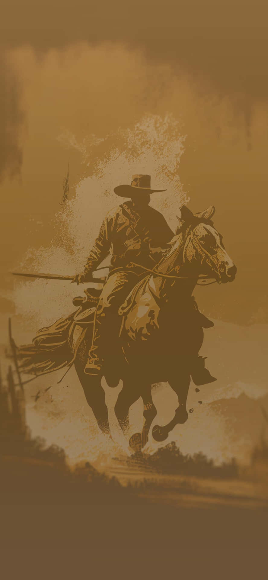 Koboi Wild West Menyerang Di Atas Kuda Wallpaper