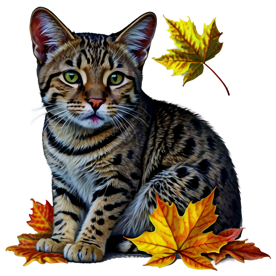 Wildcat In Autumn Leaves Png 85 PNG