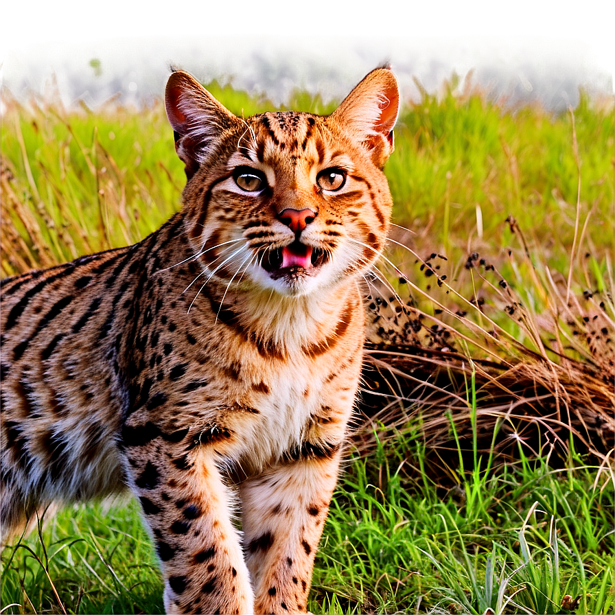 Wildcat In Grassland Png Dub5 PNG