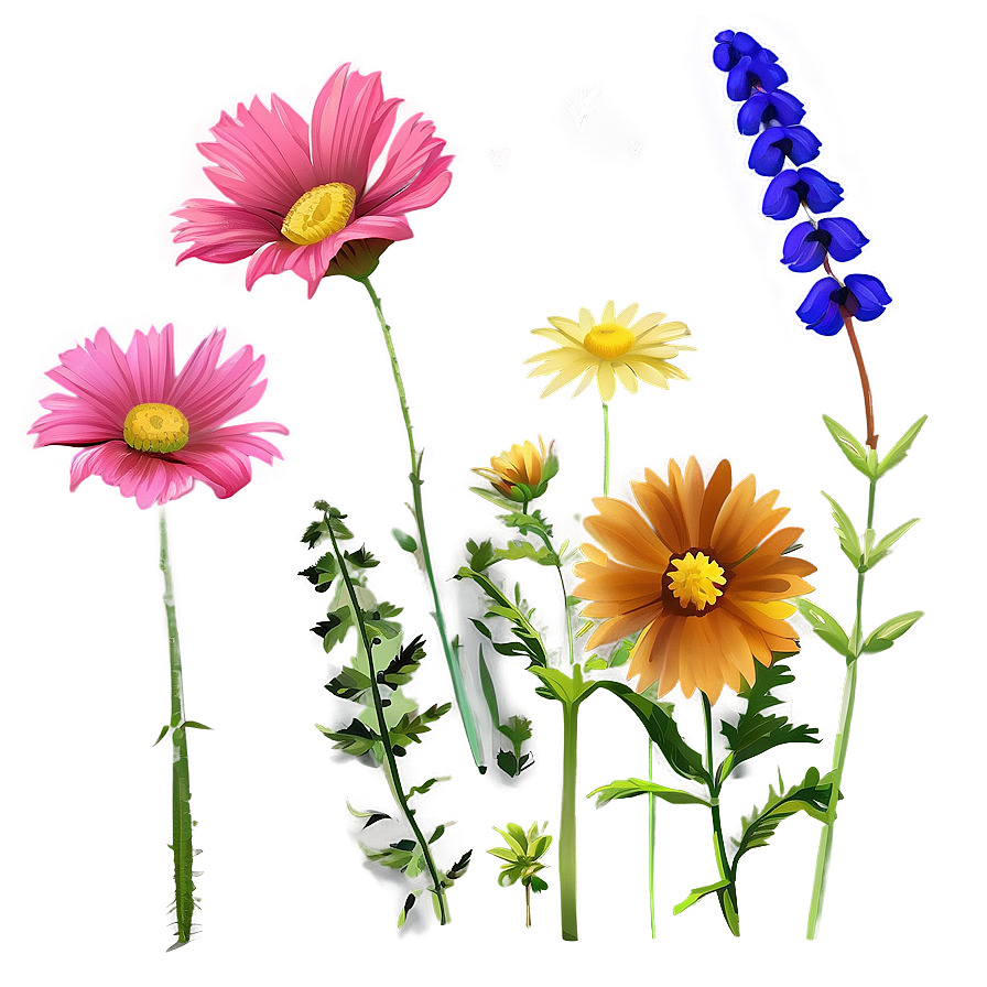 Wildflowers Against Blue Sky Png Sco PNG