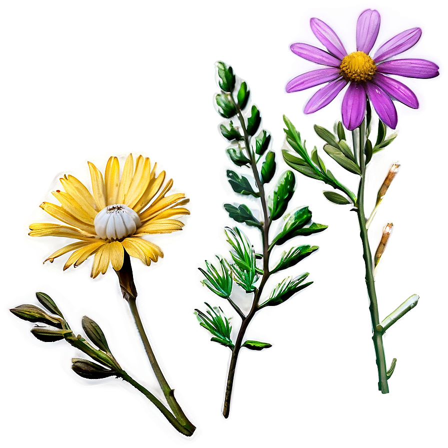 Wildflowers And Mountains Png Ink13 PNG