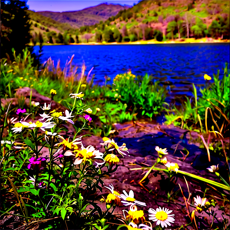 Wildflowers By The Lake Png 2 PNG