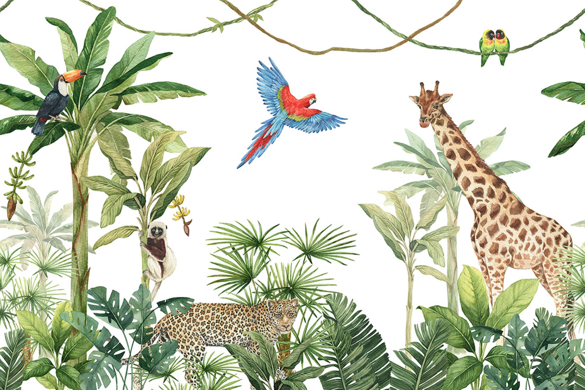 Viltlivetsdjungelkonst (wildlife Jungle Artwork) Wallpaper