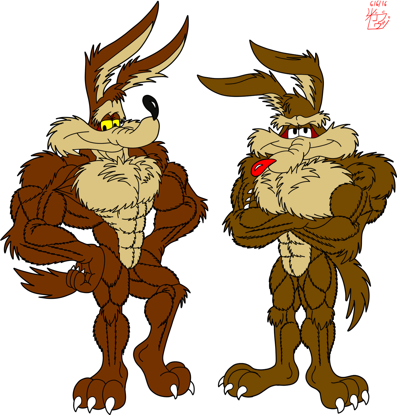 Wile_ E_ Coyote_ Muscular_ Versions PNG
