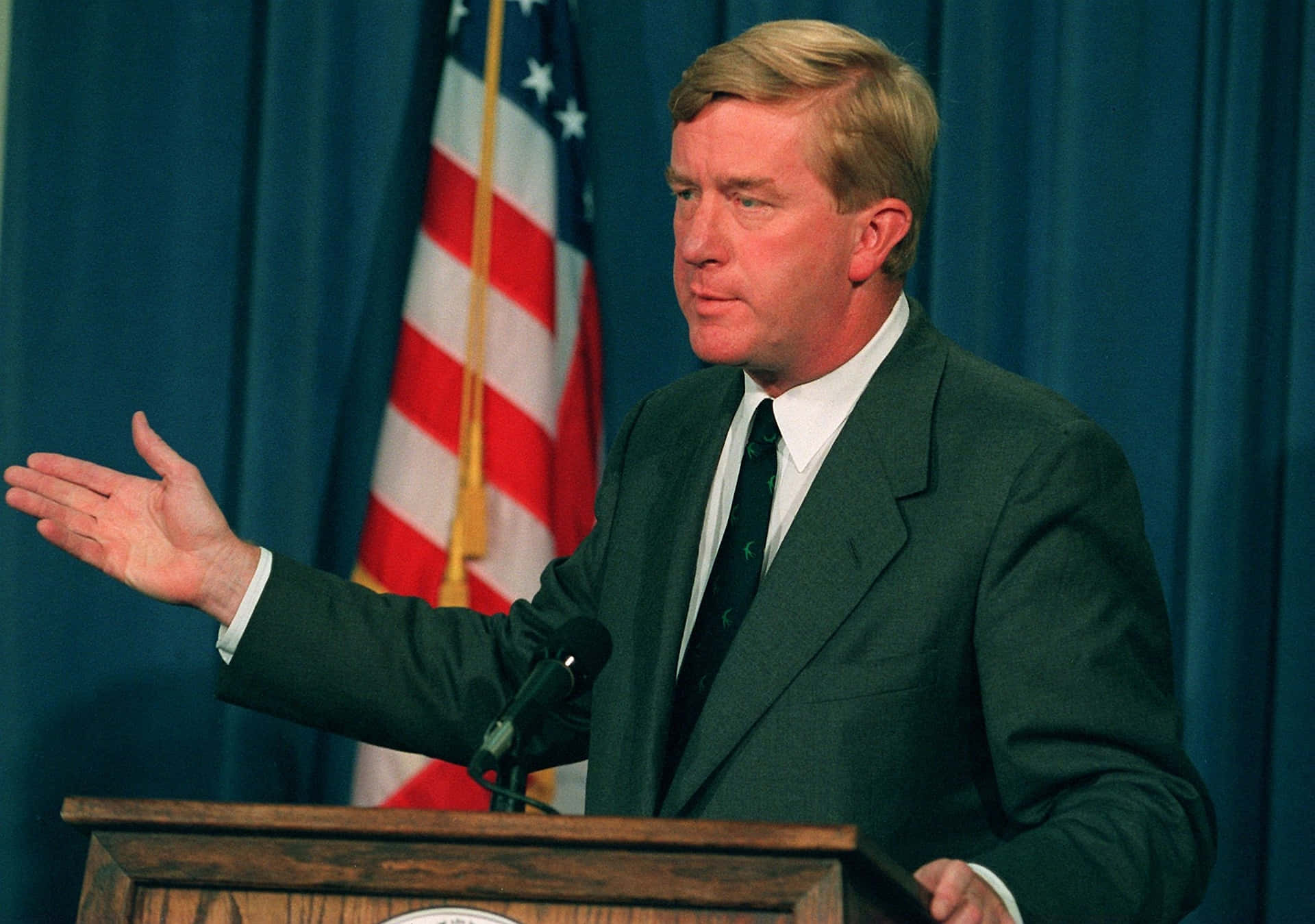 William Weld With A Flag At The Back Wallpaper