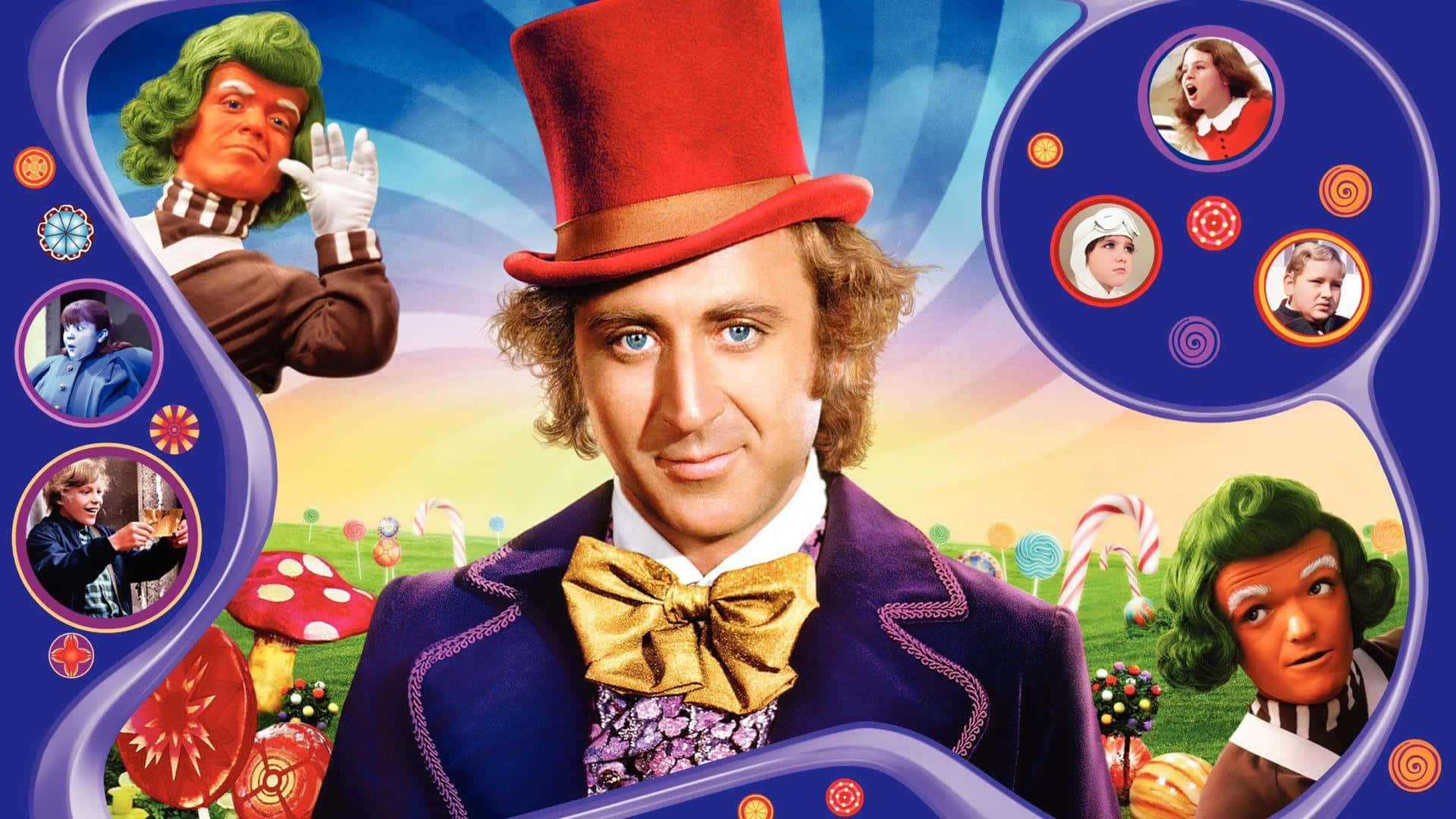 Willy Wonka Classic Characters Collage Wallpaper