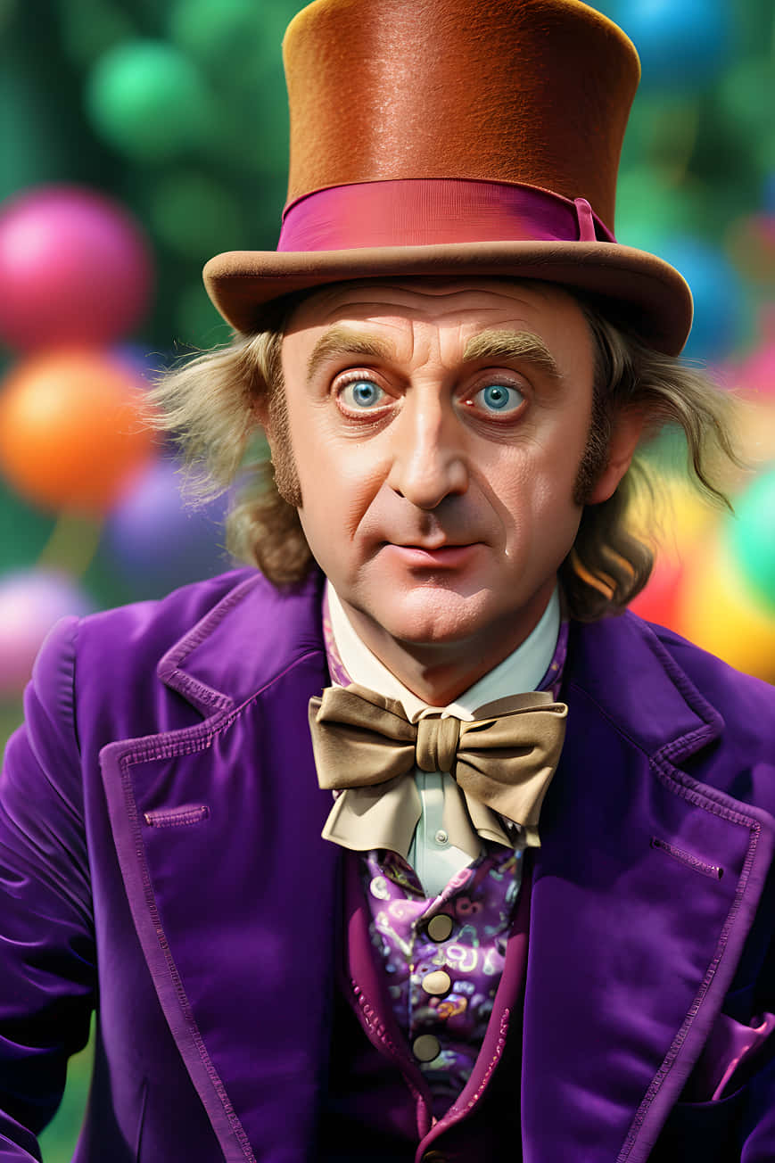 Willy Wonka Purple Coatand Top Hat Wallpaper