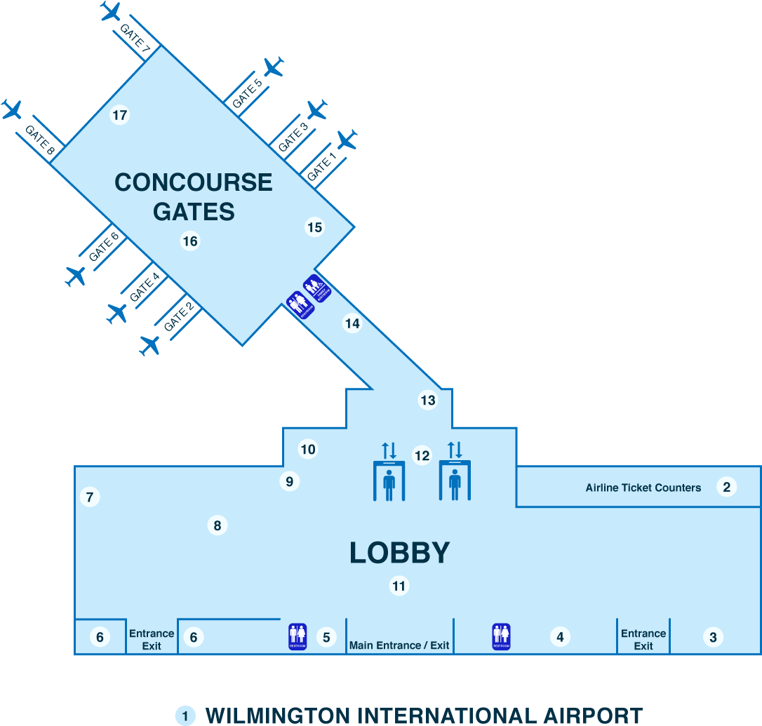 Wilmington Airport Layout Map PNG