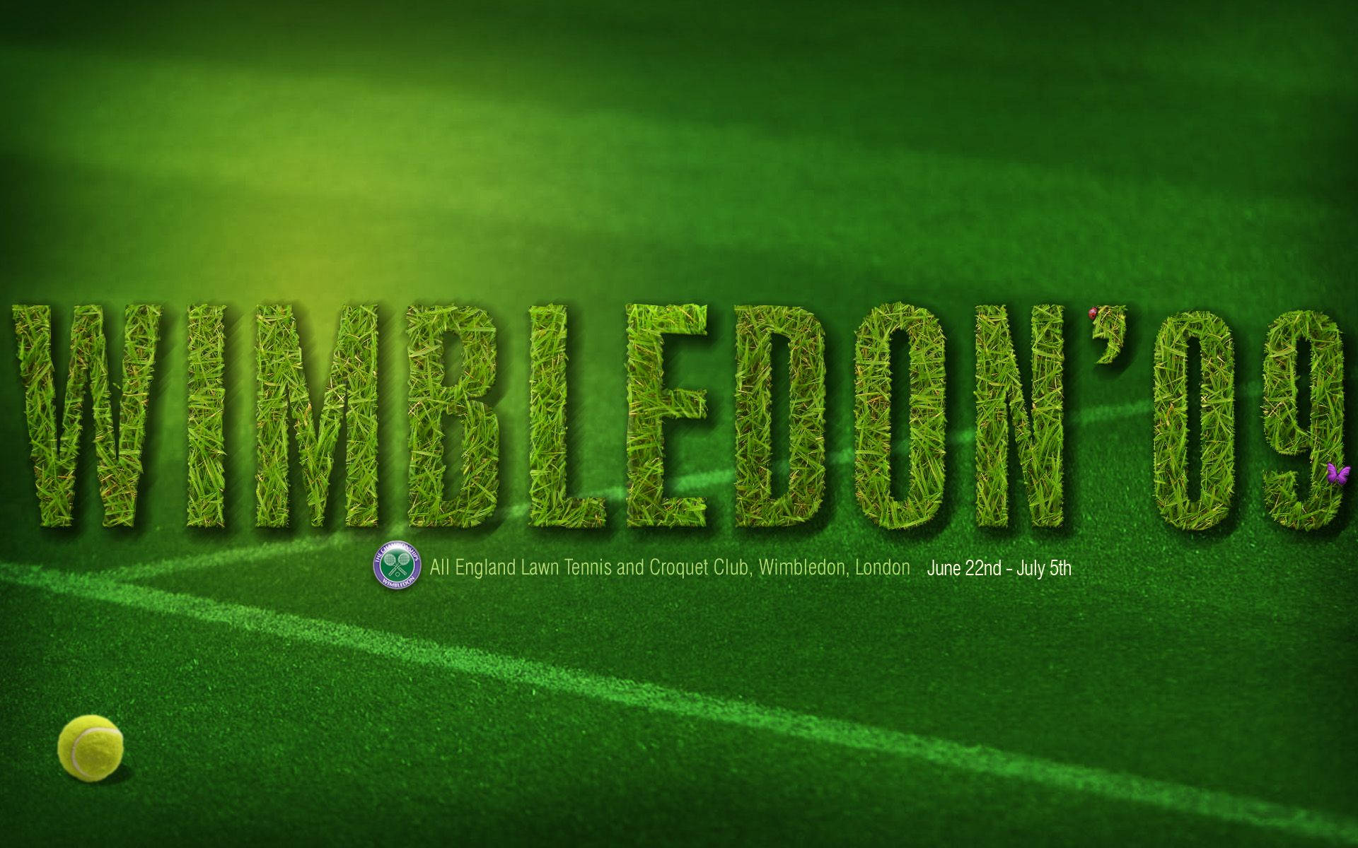 Wimbledon Bogstaver Med Græs Design Wallpaper